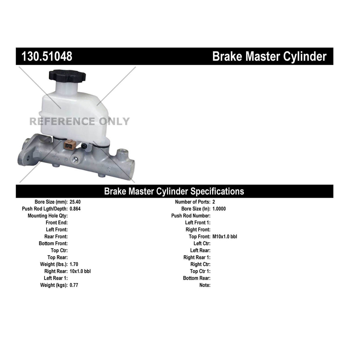 Centric Parts Premium Brake Master Cylinder 130.51048