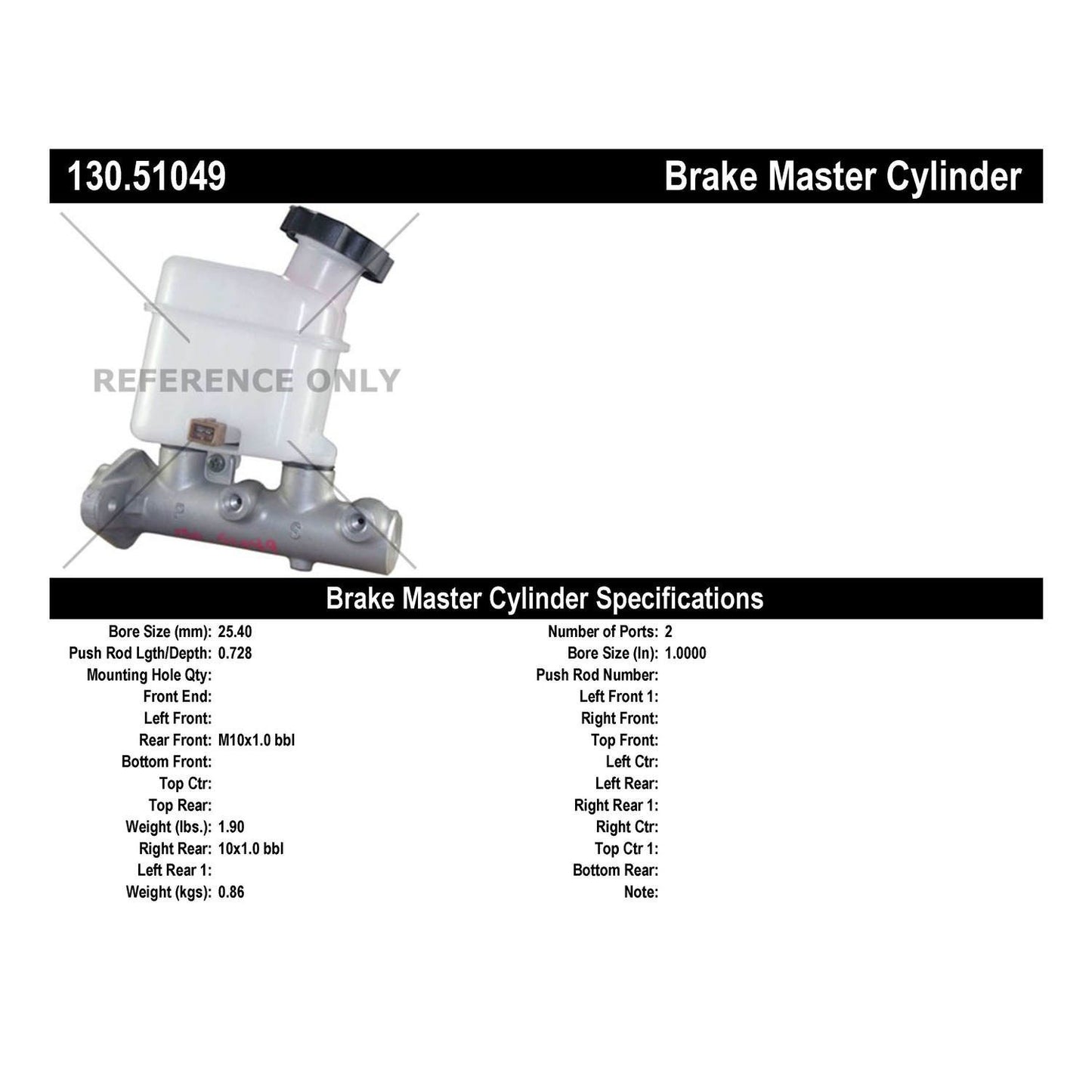Centric Parts Brake Master Cylinder Premium for 2006-2008 Kia Optima 130.51049