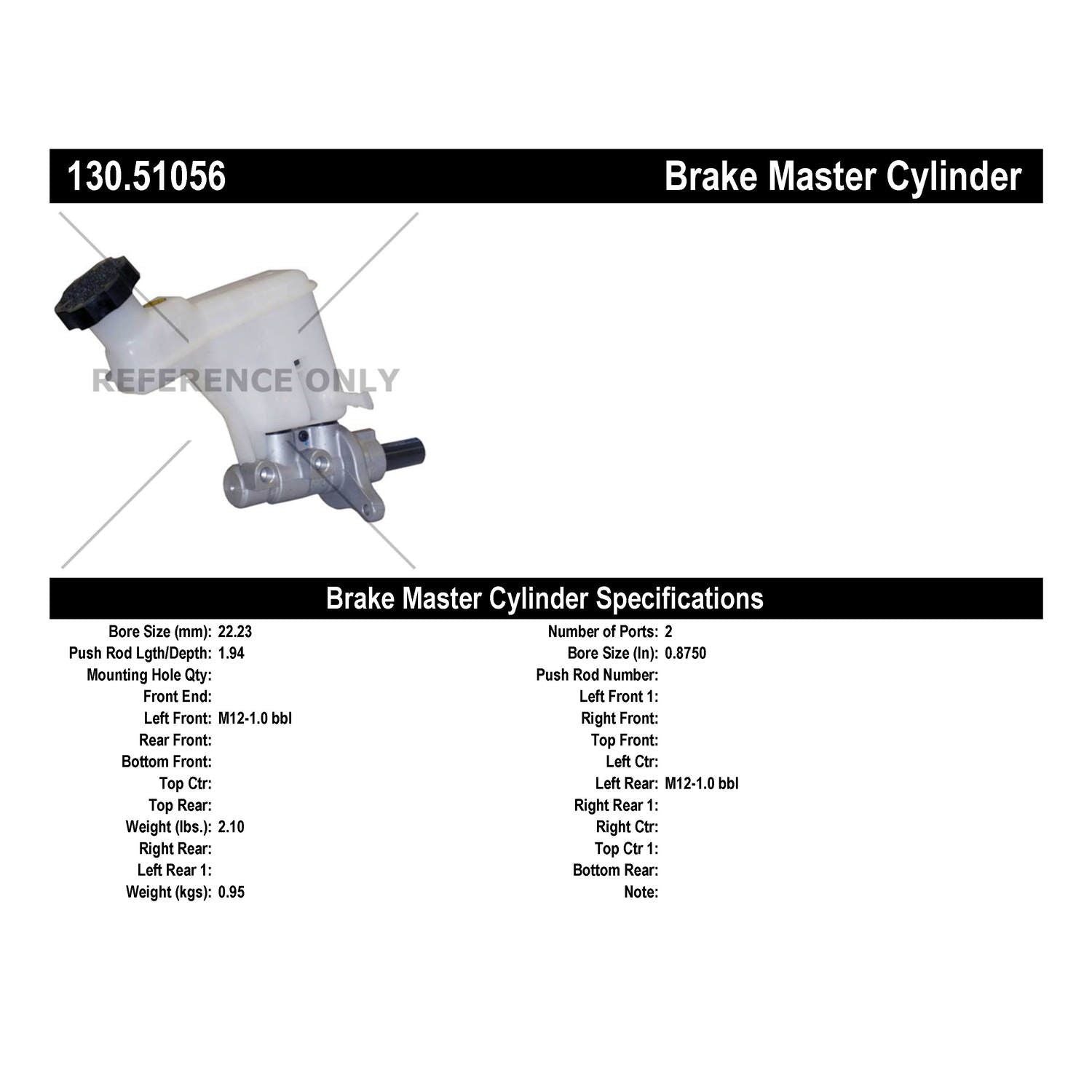 Centric Parts Premium Brake Master Cylinder 130.51056