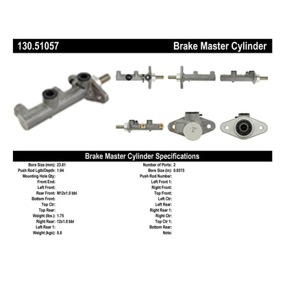 Centric Parts Brake Master Cylinder Premium for 2010-2016 Hyundai Genesis Coupe 130.51057