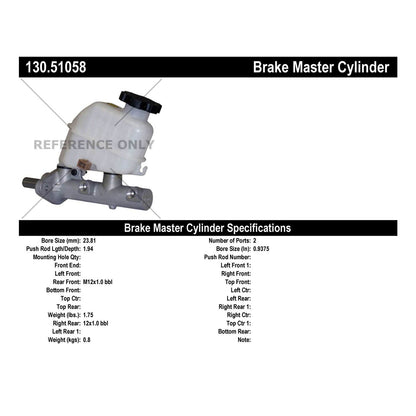 Stoptech Centric 10-15 Hyundai Genesis Coupe Manual Trans Premium Brake Master Cylinder 130.51058
