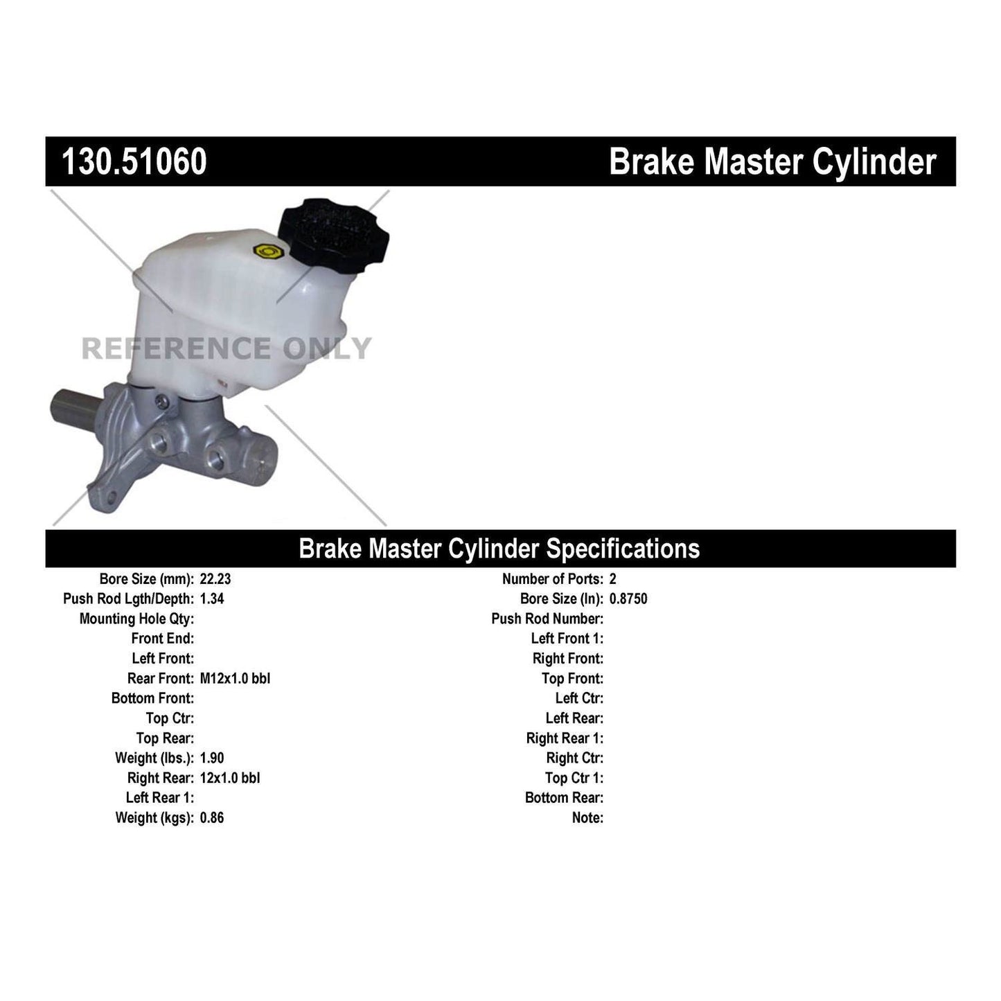 Centric Parts Brake Master Cylinder Premium for 2009-2015 Hyundai Sonata 130.51060