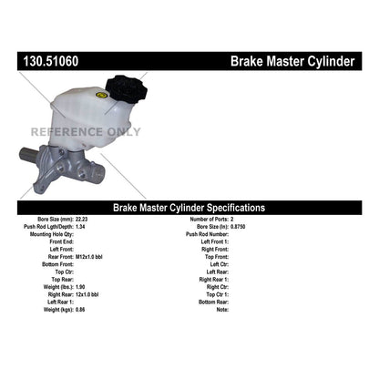 Centric Parts Brake Master Cylinder Premium for 2009-2015 Hyundai Sonata 130.51060