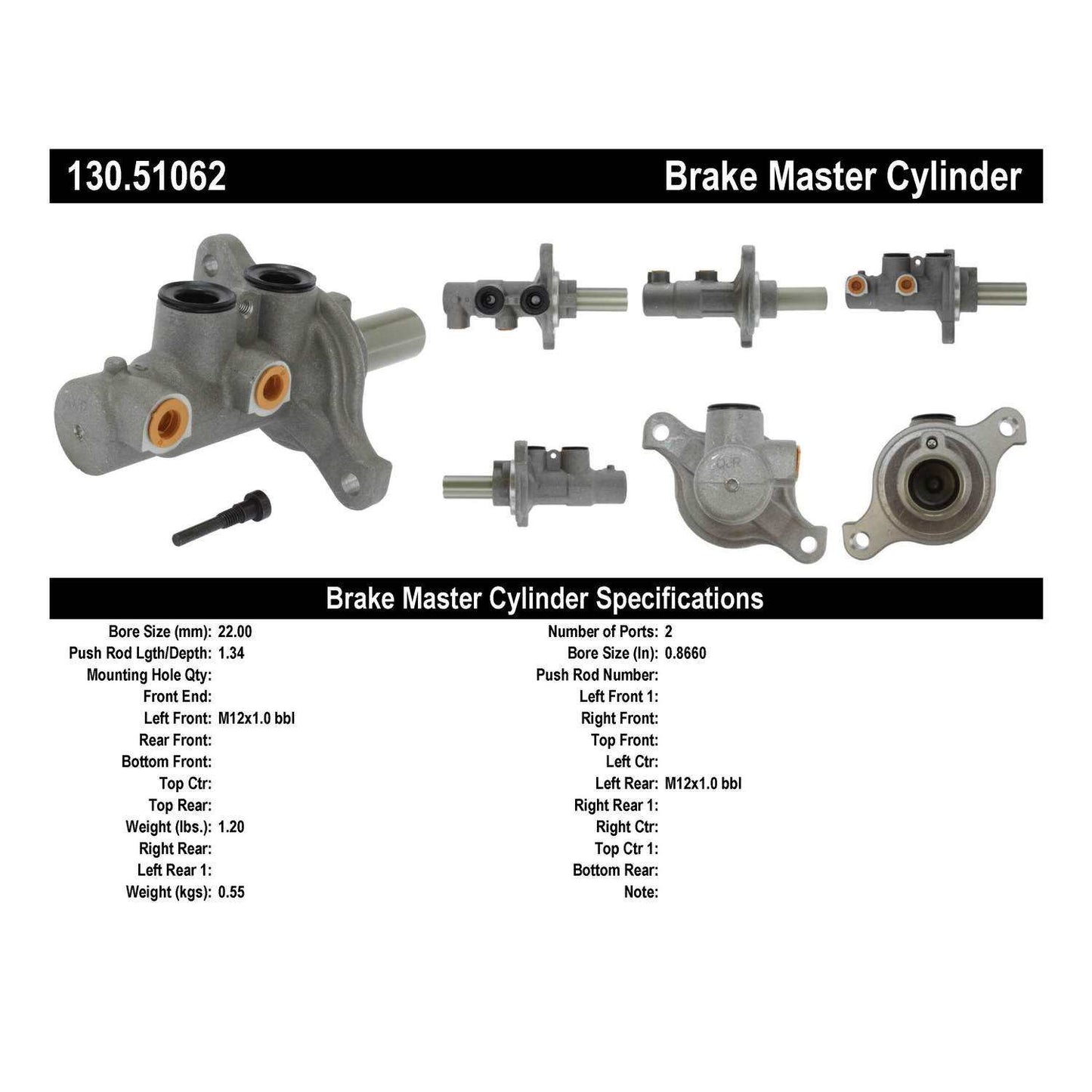 Centric Parts Brake Master Cylinder Premium for 2011-2016 Hyundai Elantra Coupe 130.51062