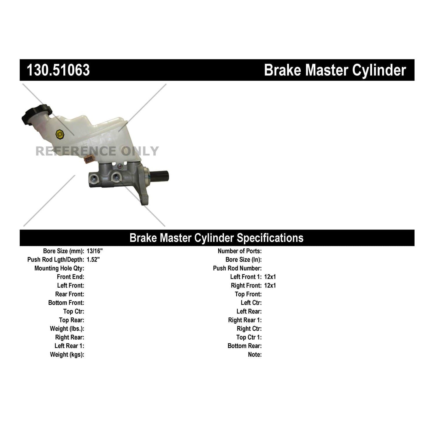 Centric Parts Premium Brake Master Cylinder 130.51063