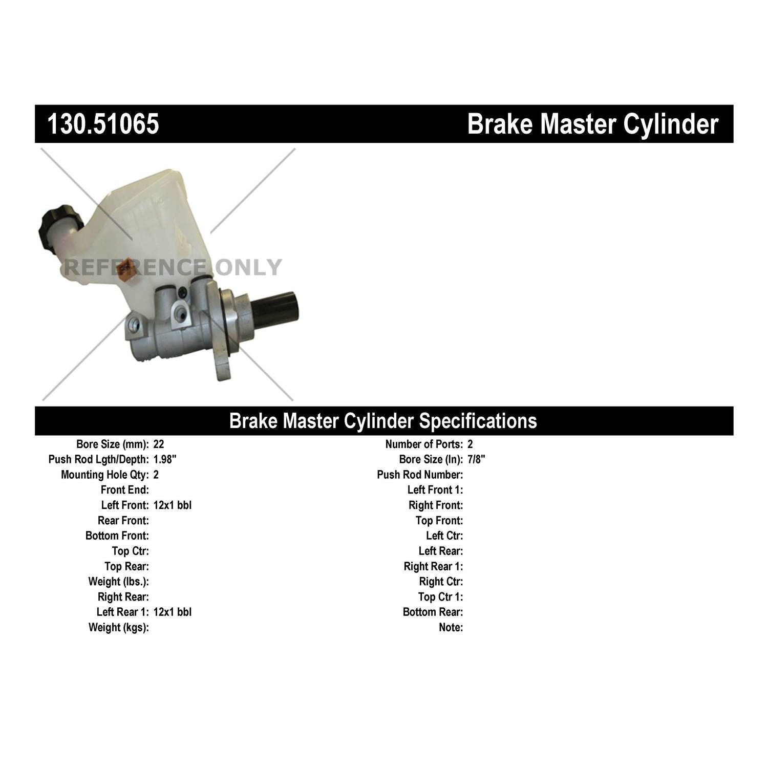 StopTech Premium Brake Master Cylinder 130.51065