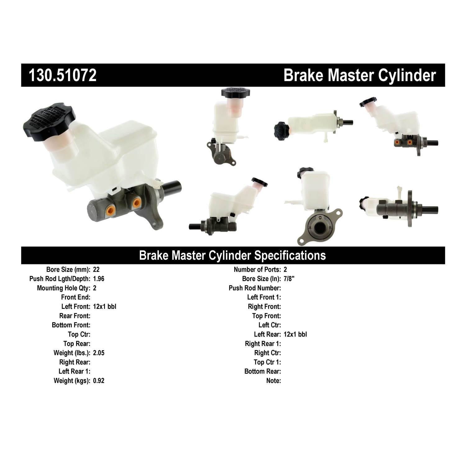 Centric Parts Premium Brake Master Cylinder 130.51072