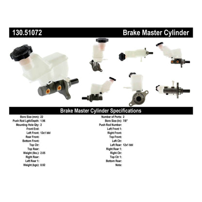 Centric Parts Brake Master Cylinder Premium for 2015-2019 Hyundai Sonata 2020-2016 Kia Optima 130.51072