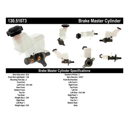 Centric Parts Brake Master Cylinder Premium with Reservoir for Hyundai Sonata 2015-2019 Kia Optima 2016-2020 130.51073