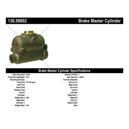 Centric Parts Premium Brake Master Cylinder for 1942-1954 Jeep Willys Nash Studebaker Volvo 130.58002