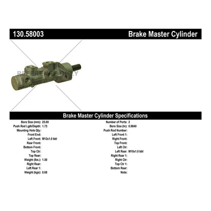 Centric Parts Brake Master Cylinder Premium for 1999-2004 Jeep Grand Cherokee 130.58003