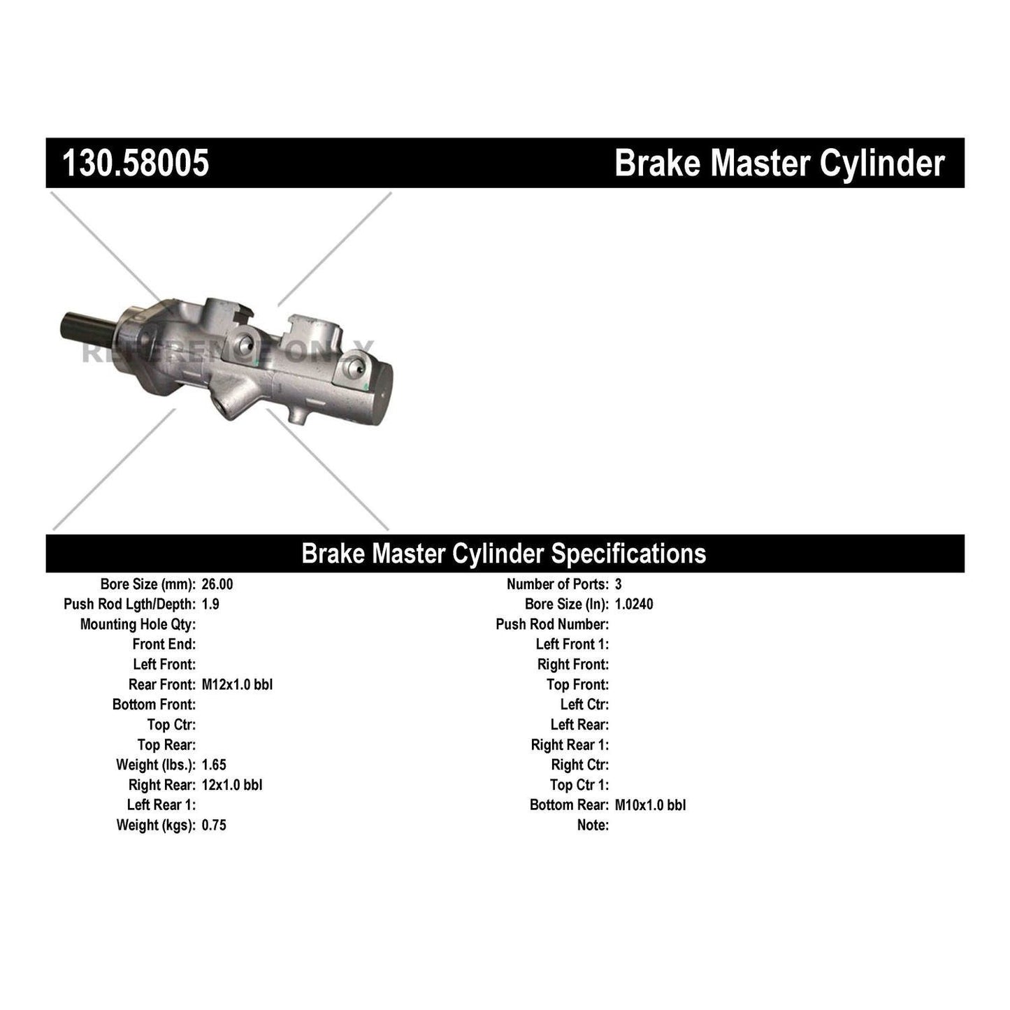 Centric Parts Brake Master Cylinder Premium for Jeep Grand Cherokee 2005 130.58005