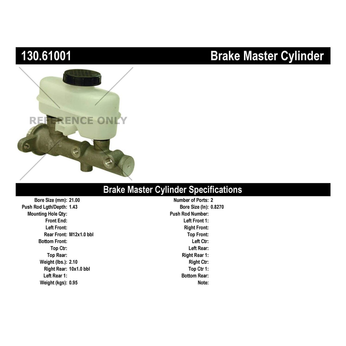 Centric Parts Premium Brake Master Cylinder 130.61001
