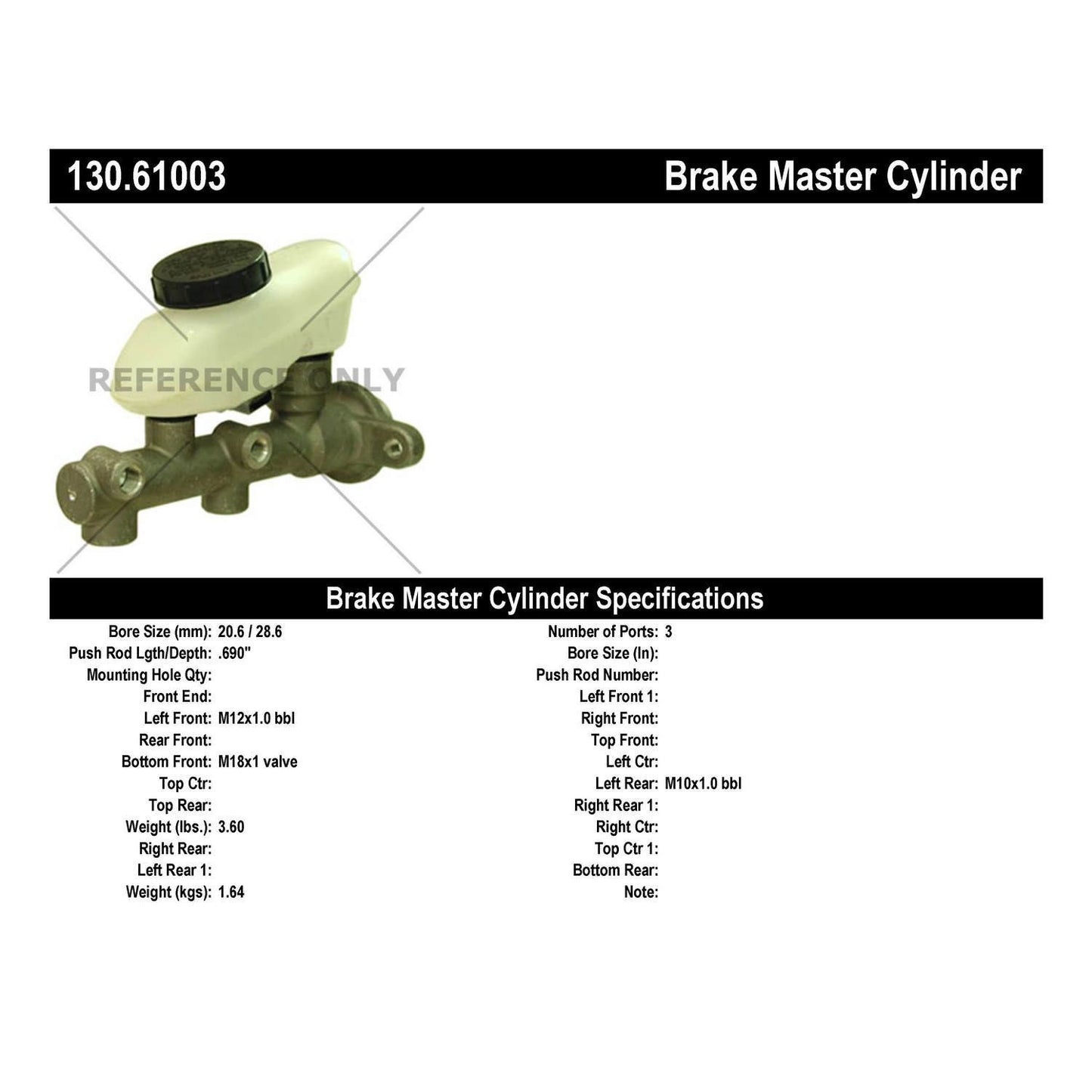 Centric Parts Brake Master Cylinder Premium for 1990-1983 Ford Escort 130.61003