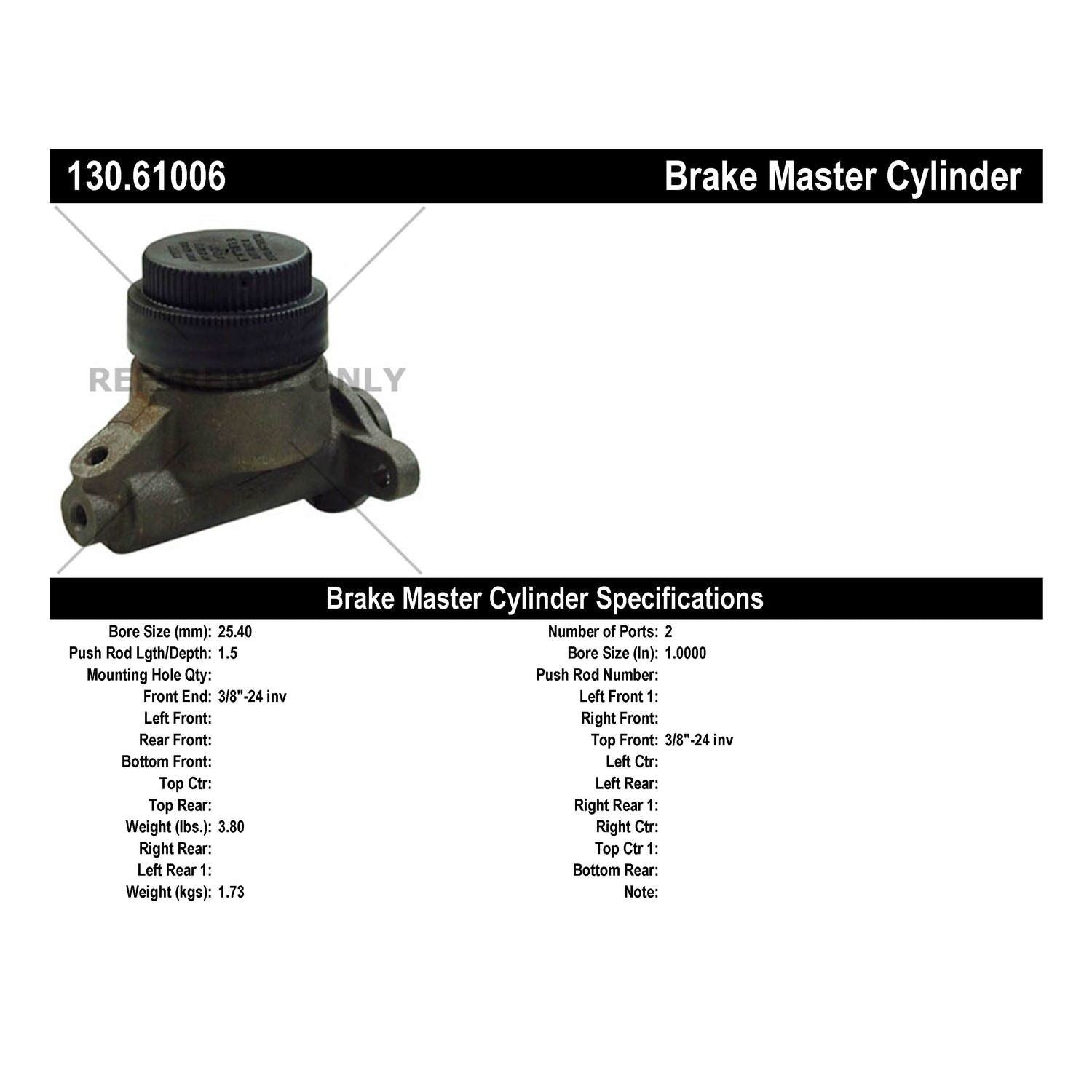 StopTech Premium Brake Master Cylinder 130.61006