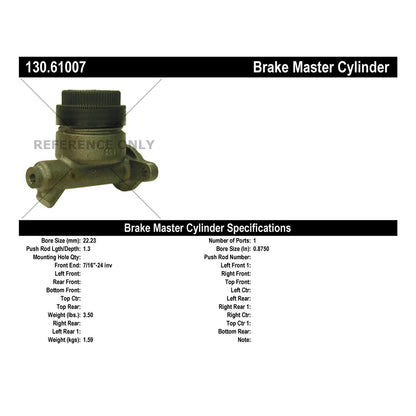 Centric Parts Premium Brake Master Cylinder for 1965-1966 Ford Country Sedan, Squire, Custom, Galaxie, Mustang 130.61007