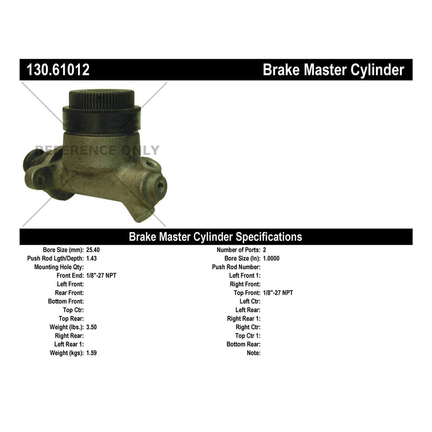Stoptech Centric Premium Brake Master Cylinder 130.61012