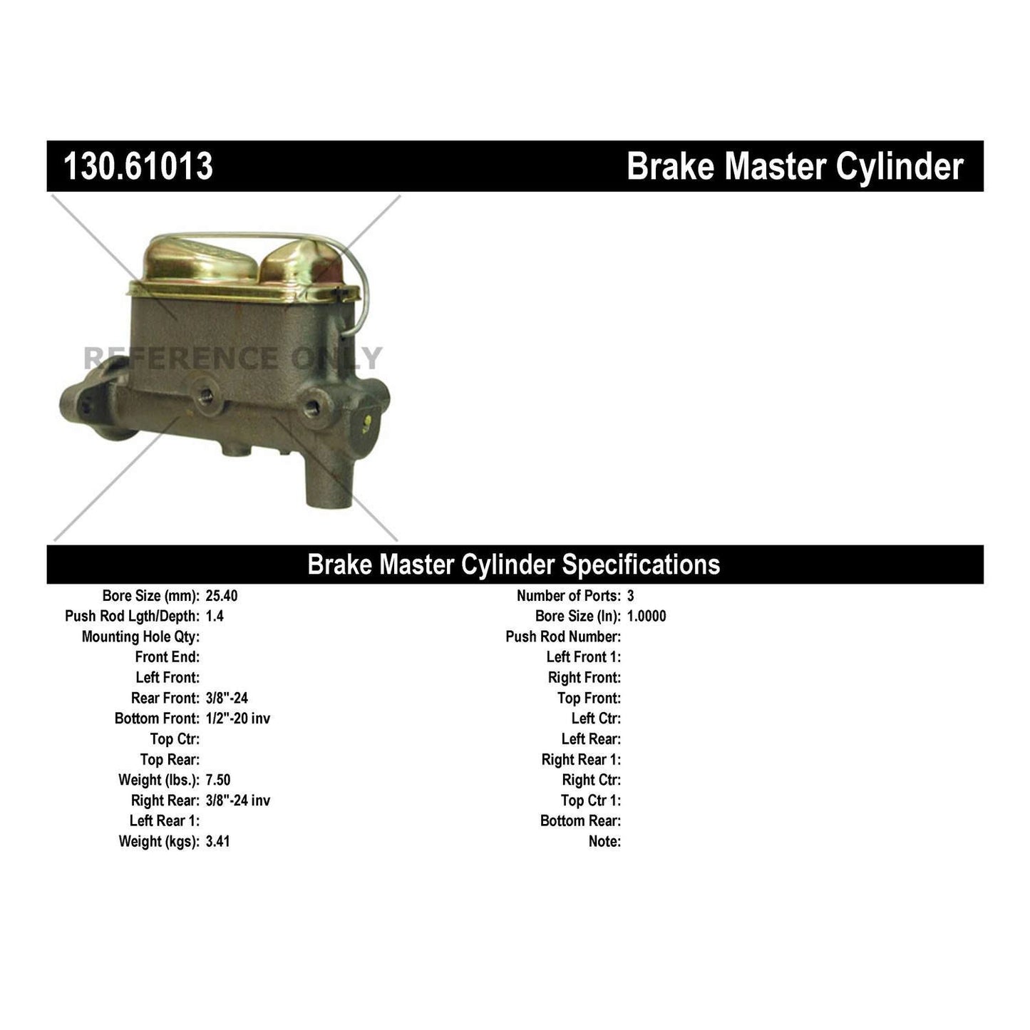 Centric Parts Brake Master Cylinder Premium for 1969-1972 Ford Country Sedan and Related Models 130.61013