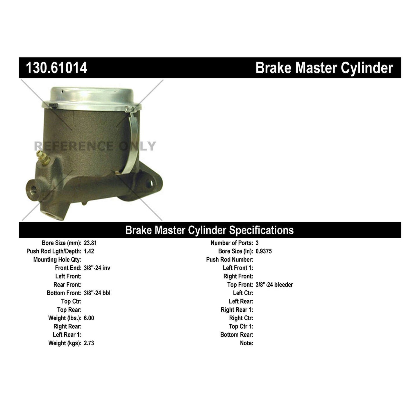 Stoptech Centric Premium Brake Master Cylinder 130.61014