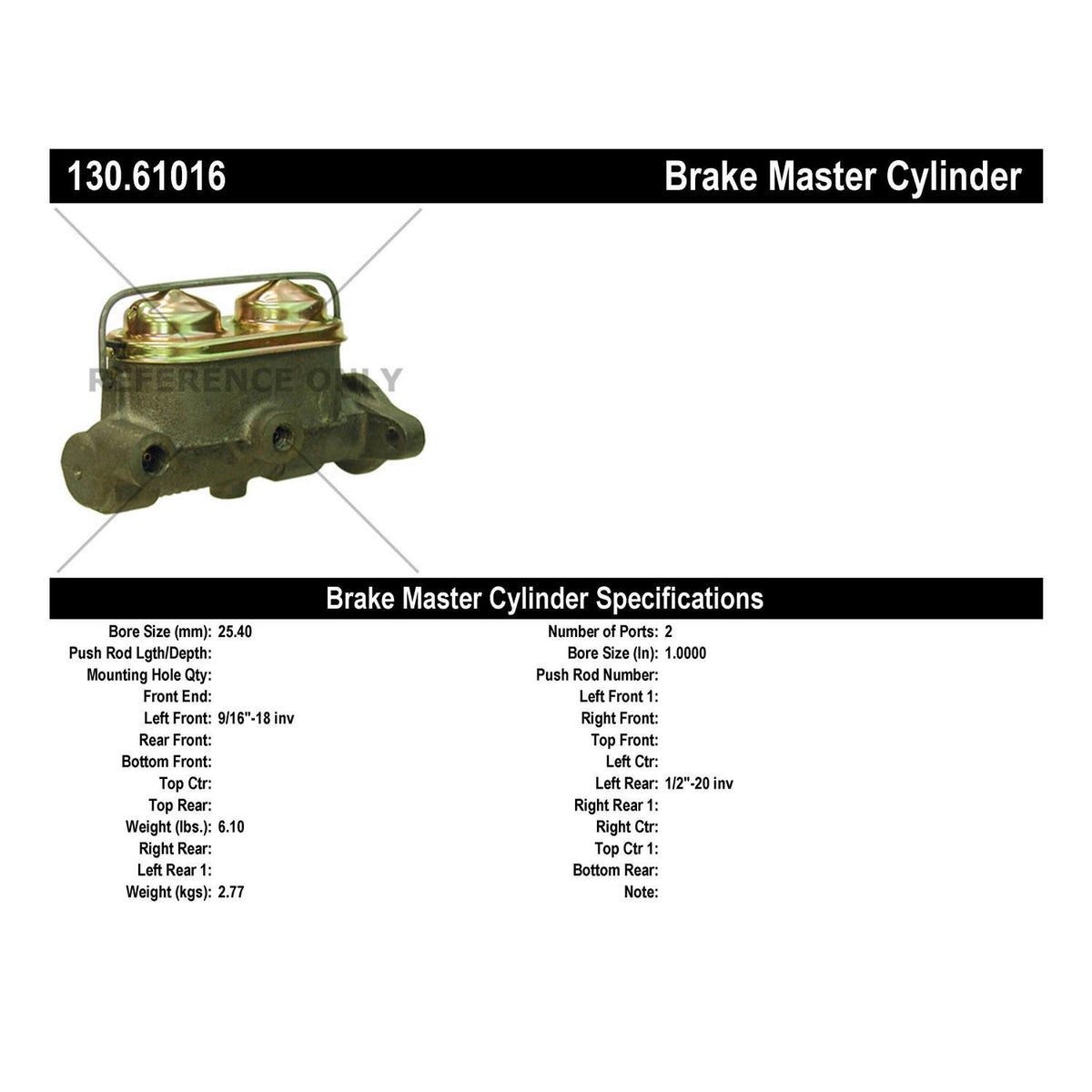 Centric Parts Premium Brake Master Cylinder 130.61016