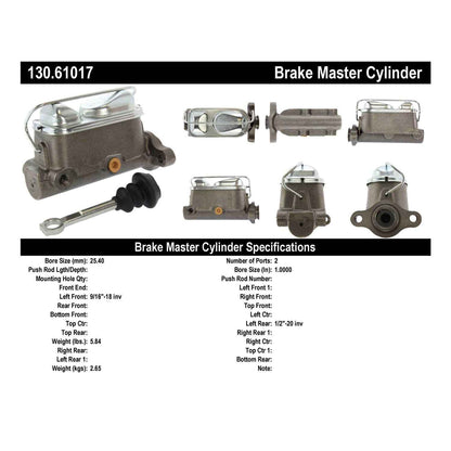 Centric Parts Premium Brake Master Cylinder for 1967-1972 Ford Country Sedan Squire Custom Galaxie LTD Mustang Ranch Wagon Mercury Brougham 130.61017