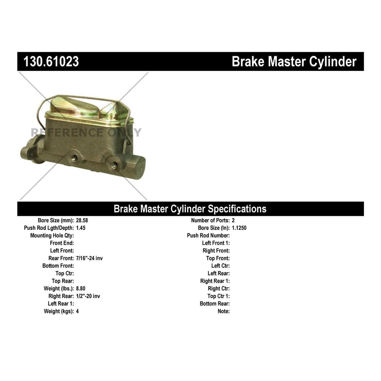 Centric Parts Brake Master Cylinder Premium for Ford LTD 1978-1976 Thunderbird 1976-1975 Lincoln Continental 1979-1975 Mark IV 1976-1975 Mark V 1979-1977 Mercury Grand Marquis 1978-1976 130.61023