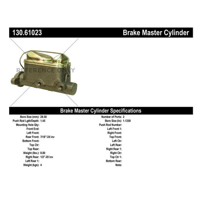 Centric Parts Brake Master Cylinder Premium for Ford LTD 1978-1976 Thunderbird 1976-1975 Lincoln Continental 1979-1975 Mark IV 1976-1975 Mark V 1979-1977 Mercury Grand Marquis 1978-1976 130.61023