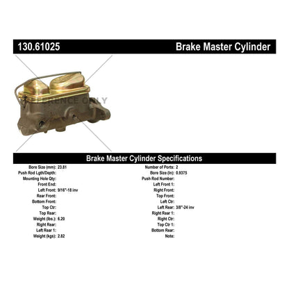 Centric Parts Brake Master Cylinder Premium for 1972-1973 Ford Pinto 130.61025