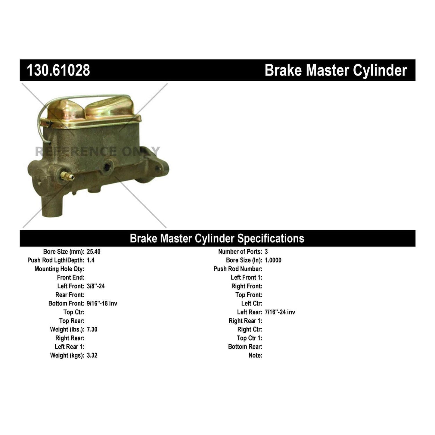 Centric Parts Premium Brake Master Cylinder 130.61028