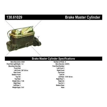 Centric Parts Premium Brake Master Cylinder with Reservoir for 1973-1980 Ford and Mercury models 130.61029