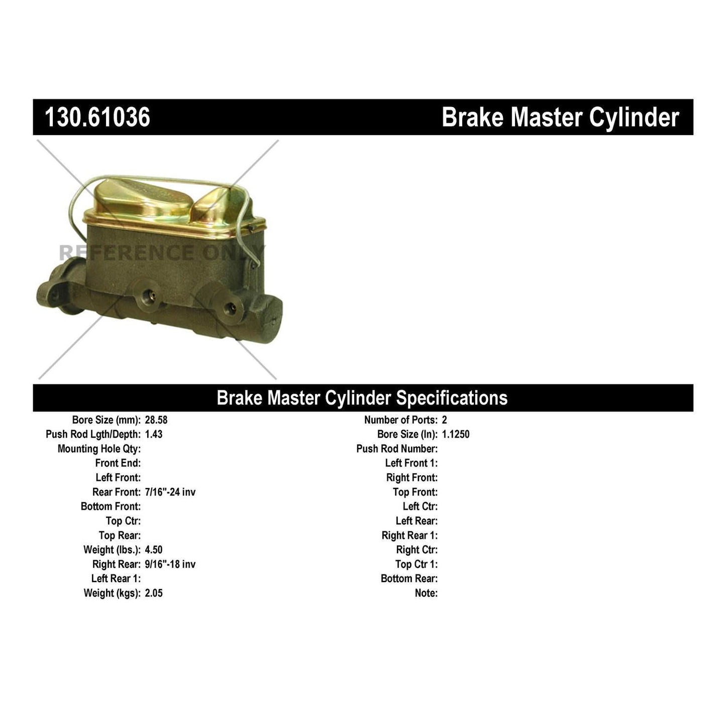 Centric Parts Brake Master Cylinder Premium for 1986-1985 Ford Mustang, 1984-1982 Lincoln Continental, Mark VII 1984 130.61036