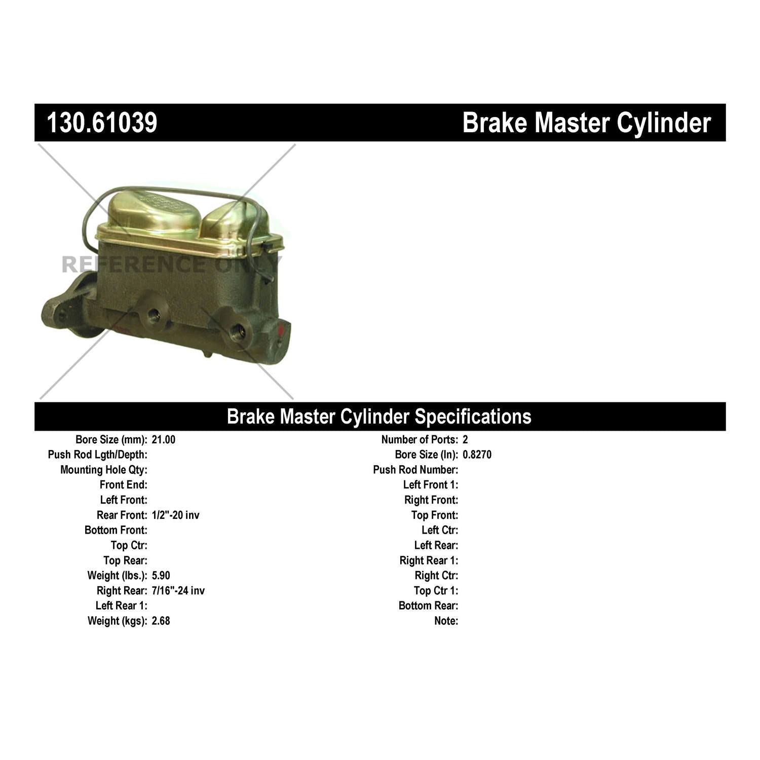 Centric Parts Premium Brake Master Cylinder 130.61039