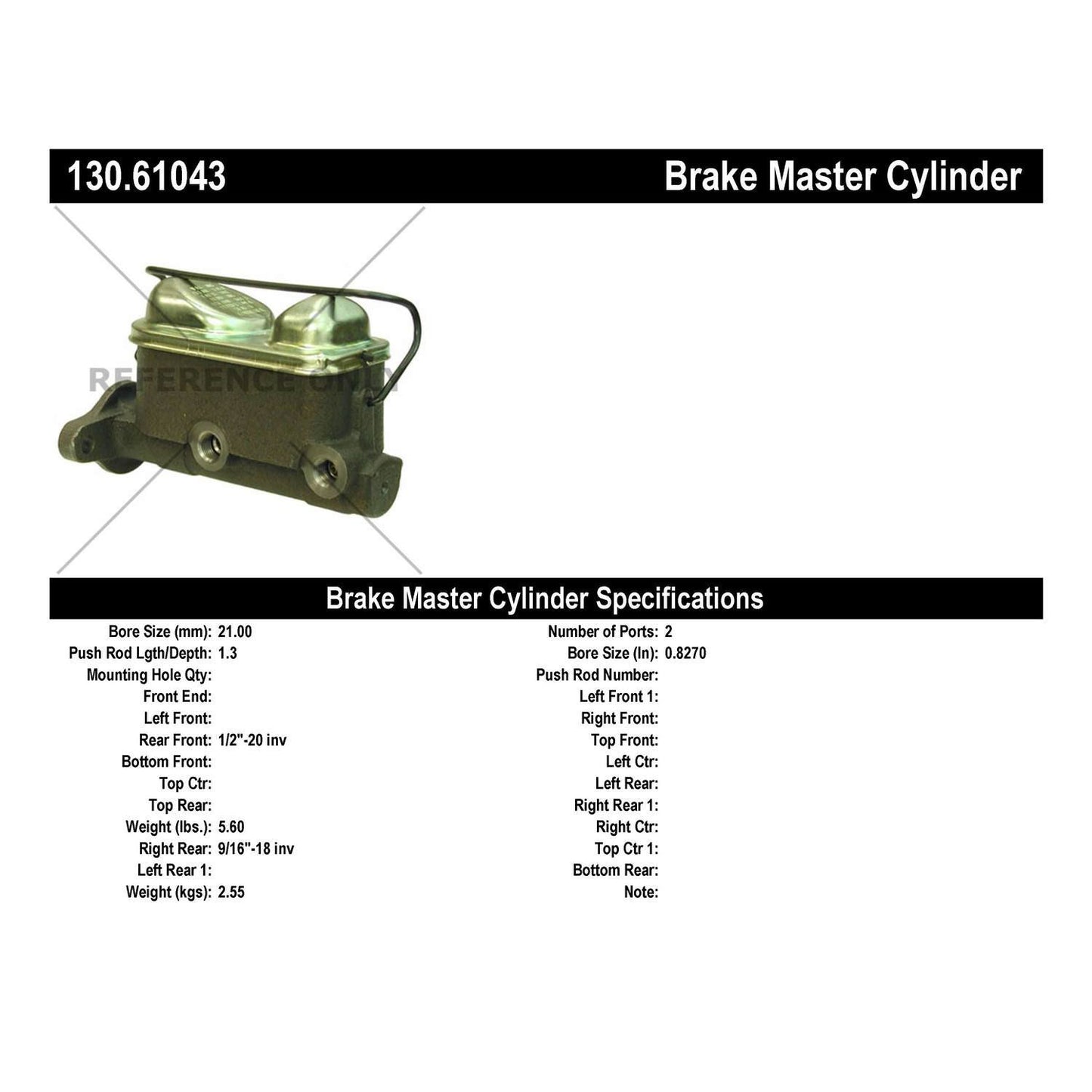 Centric Parts Premium Brake Master Cylinder for 1982-1986 Ford Fairmont Granada LTD Mustang Thunderbird Mercury Capri Cougar Marquis Zephyr 130.61043