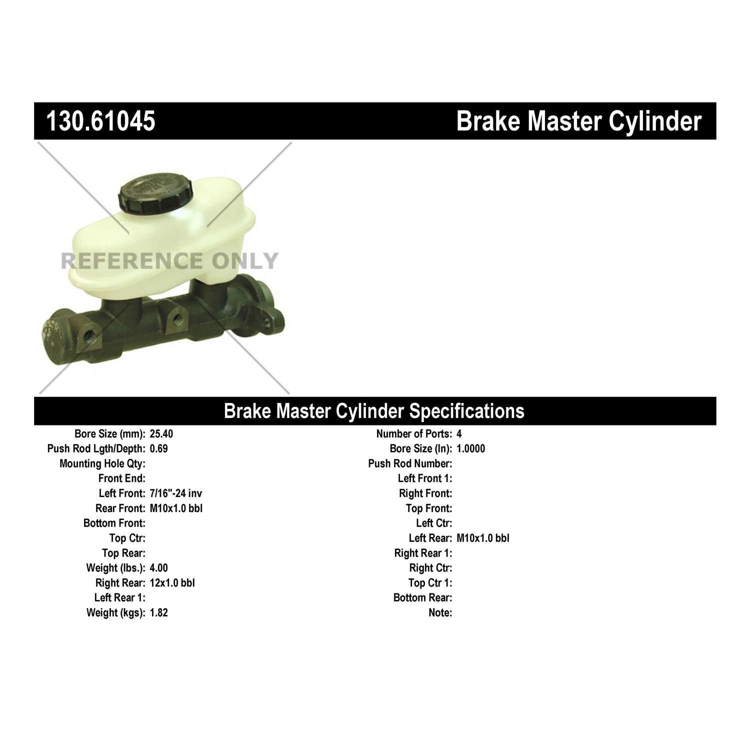 Centric Parts Premium Brake Master Cylinder 130.61045