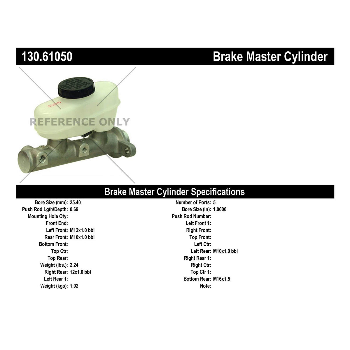 Centric Parts Premium Brake Master Cylinder 130.61050