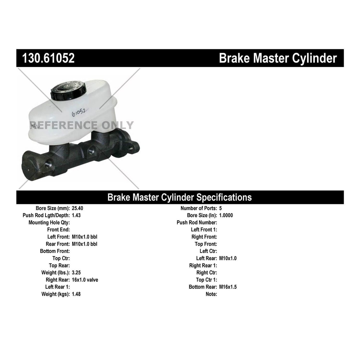 Centric Parts Brake Master Cylinder Premium for 1990-1991 Ford LTD Crown Victoria 130.61052