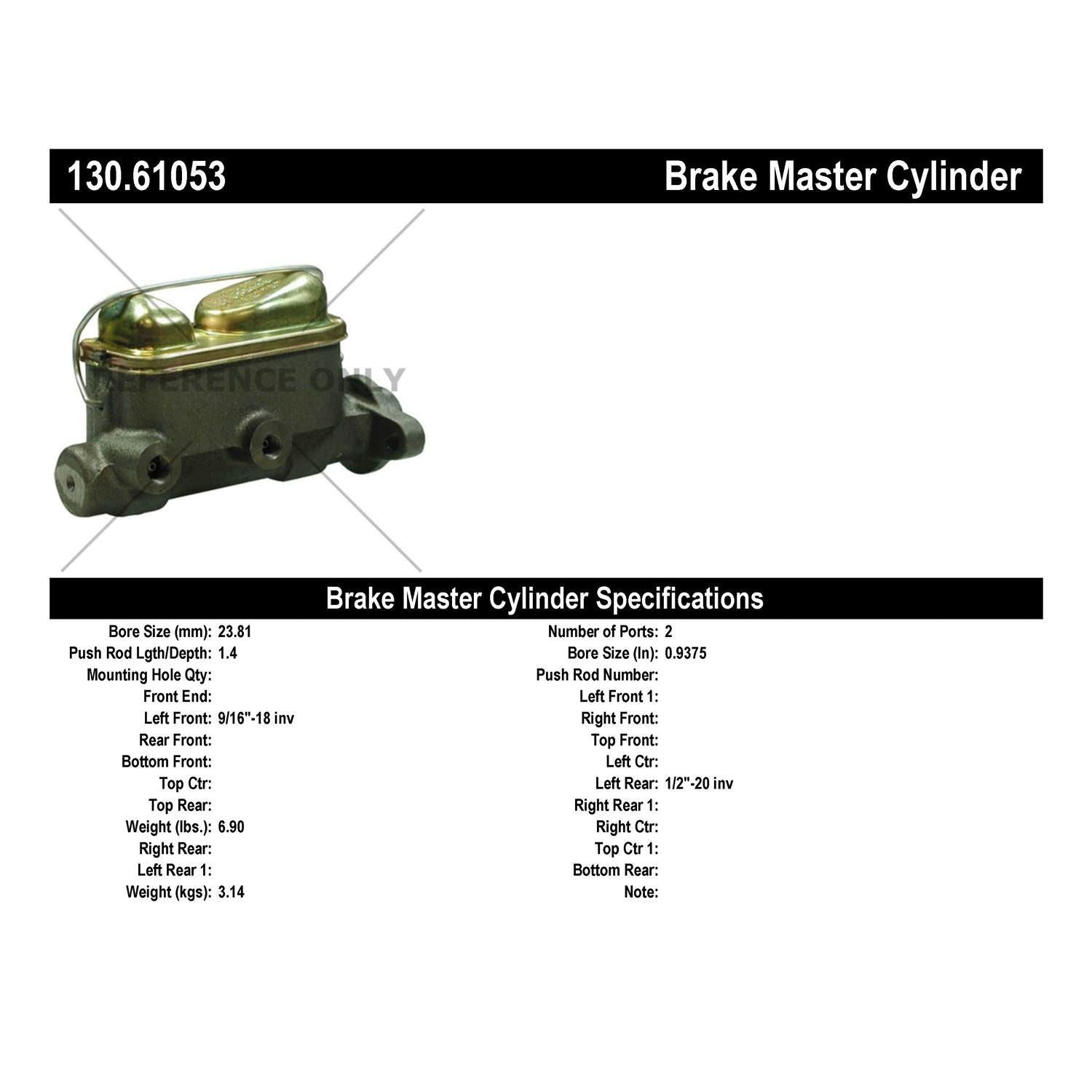 Centric Parts Premium Brake Master Cylinder 130.61053