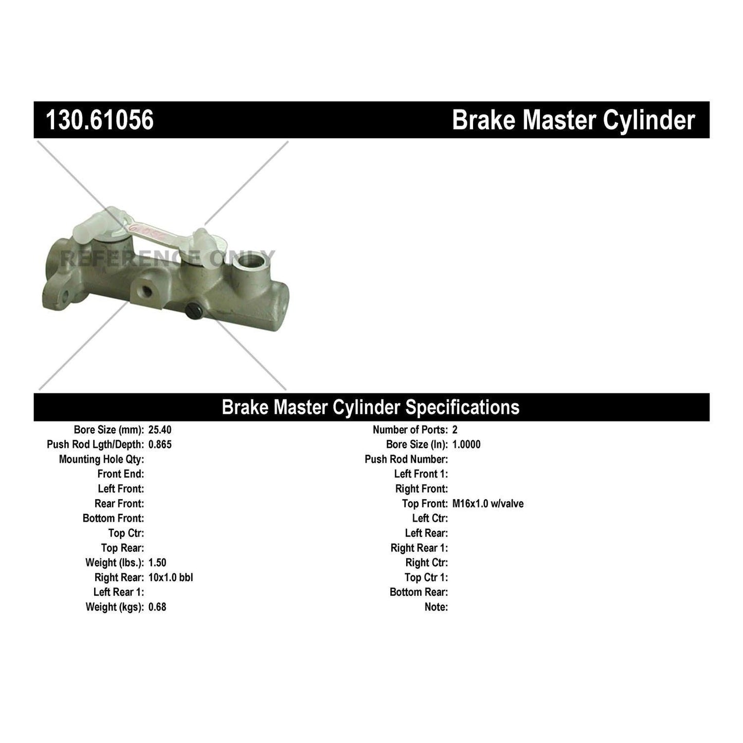 Centric Parts Premium Brake Master Cylinder 130.61056