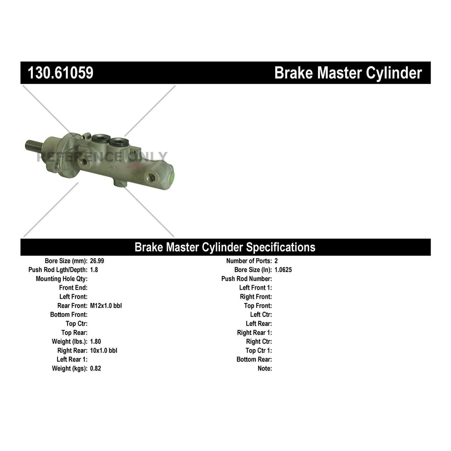 Centric Parts Premium Brake Master Cylinder 130.61059