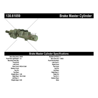 Centric Parts Premium Brake Master Cylinder 130.61059