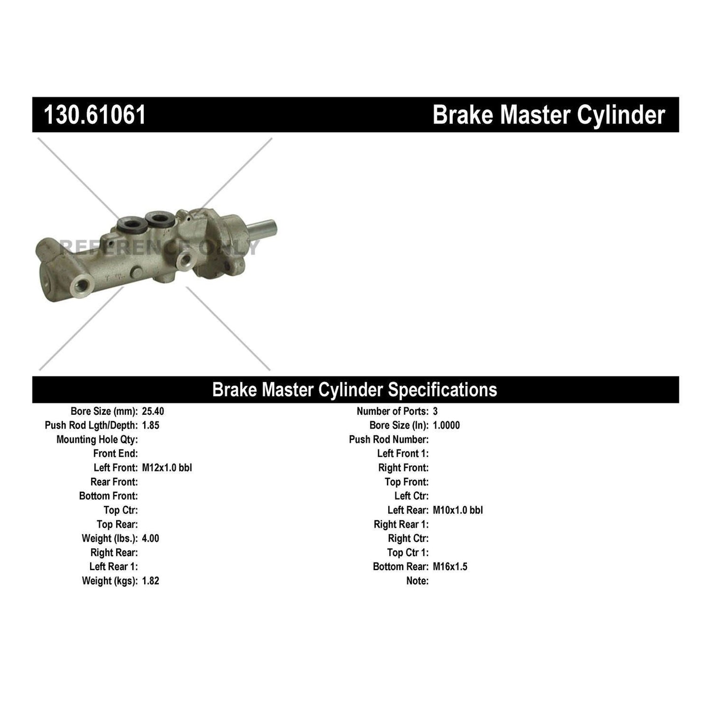Stoptech Centric Premium Brake Master Cylinder 130.61061