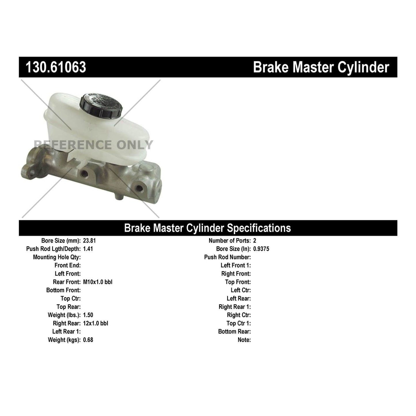 Stoptech Centric Premium Brake Master Cylinder 130.61063
