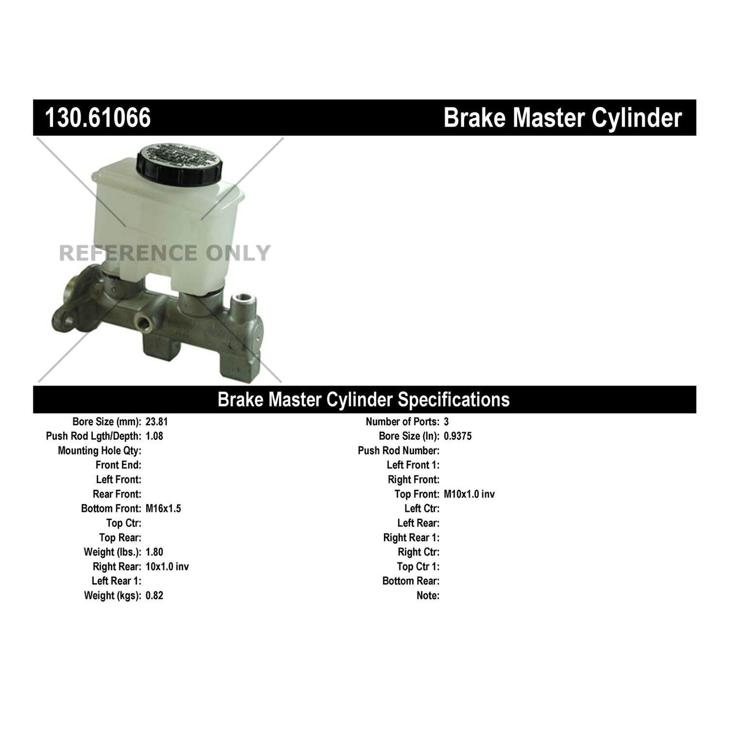 Centric Parts Brake Master Cylinder Premium for 1994-1996 Ford Escort Mercury Tracer 130.61066