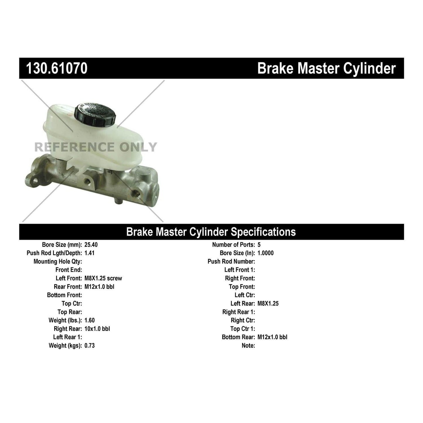 Centric Parts Brake Master Cylinder Premium for 1995 Ford Crown Victoria Lincoln Town Car Mercury Grand Marquis 130.61070