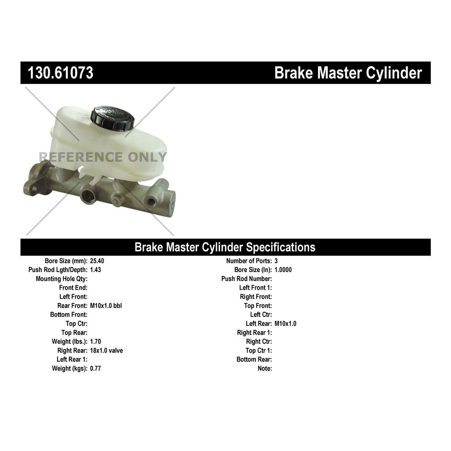 Stoptech Centric Premium Brake Master Cylinder 130.61073