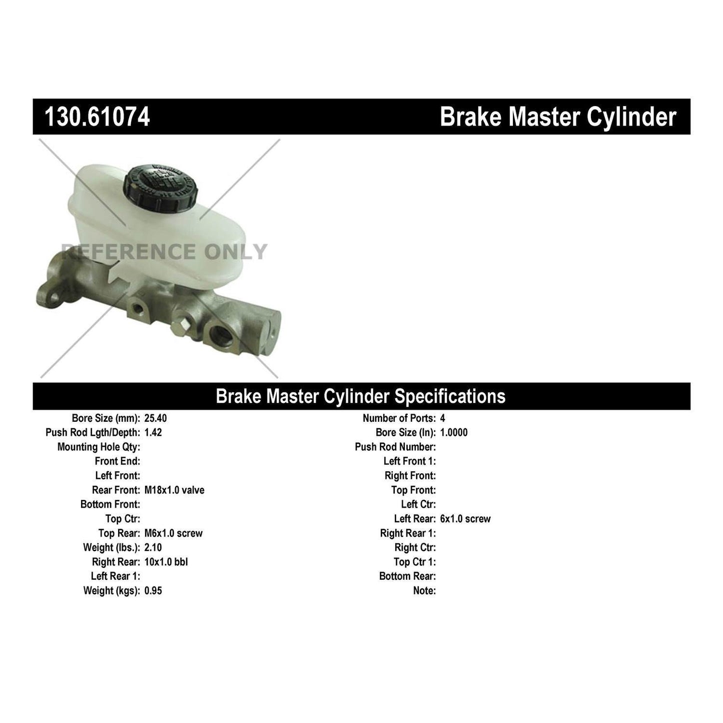 Centric Parts Premium Brake Master Cylinder 130.61074