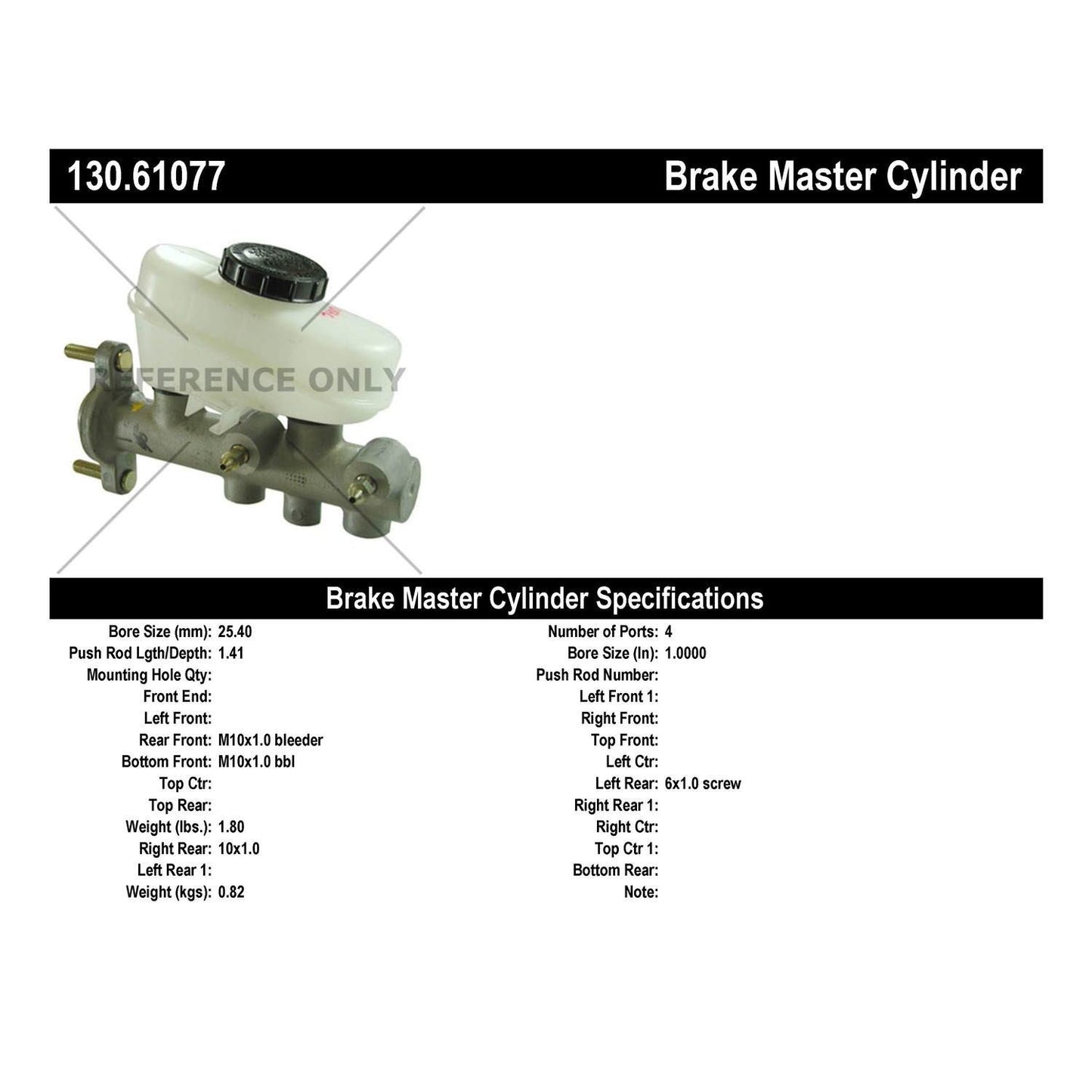 Centric Parts Premium Brake Master Cylinder 130.61077