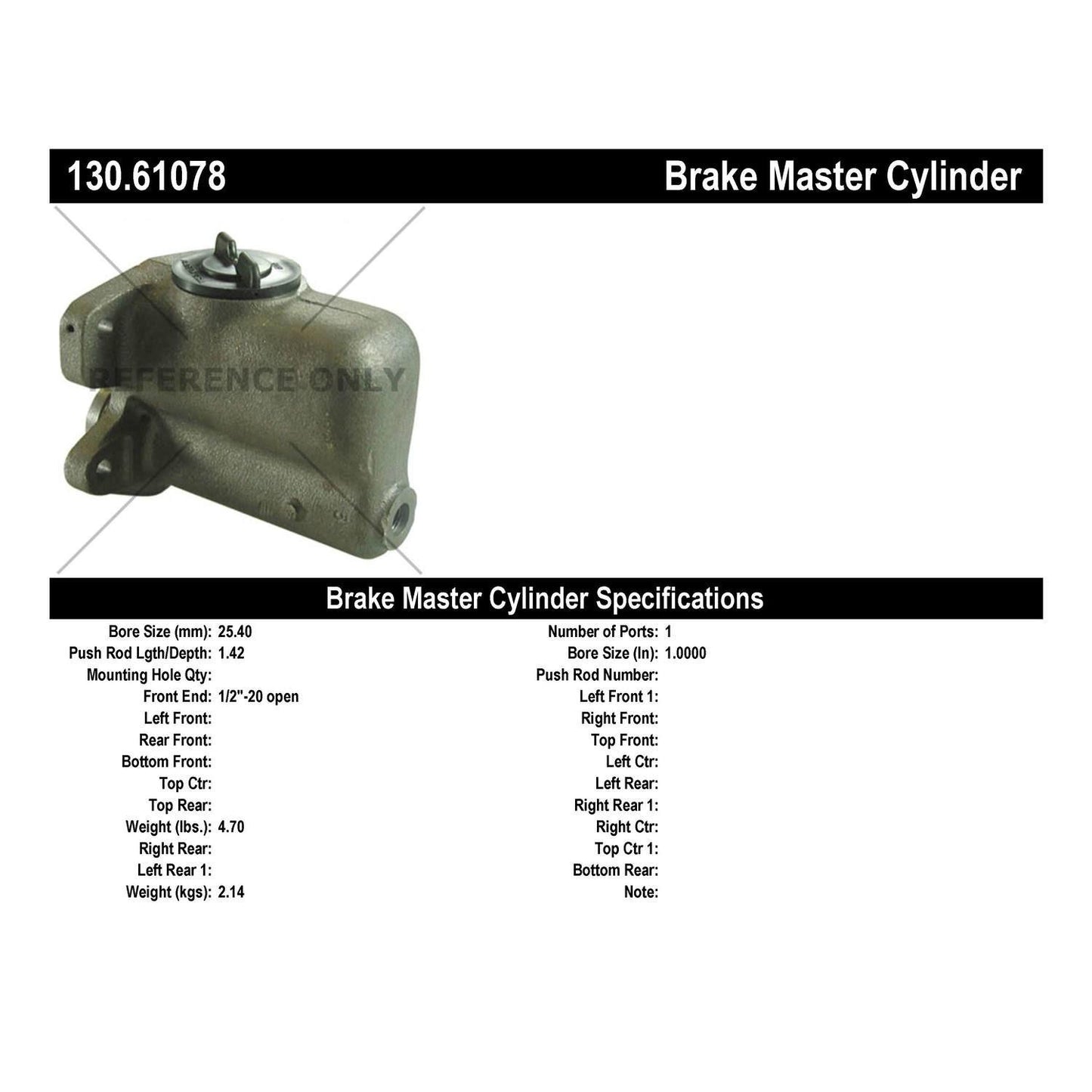 Centric Parts Premium Brake Master Cylinder for 1952-1959 American Motors and Ford models 130.61078