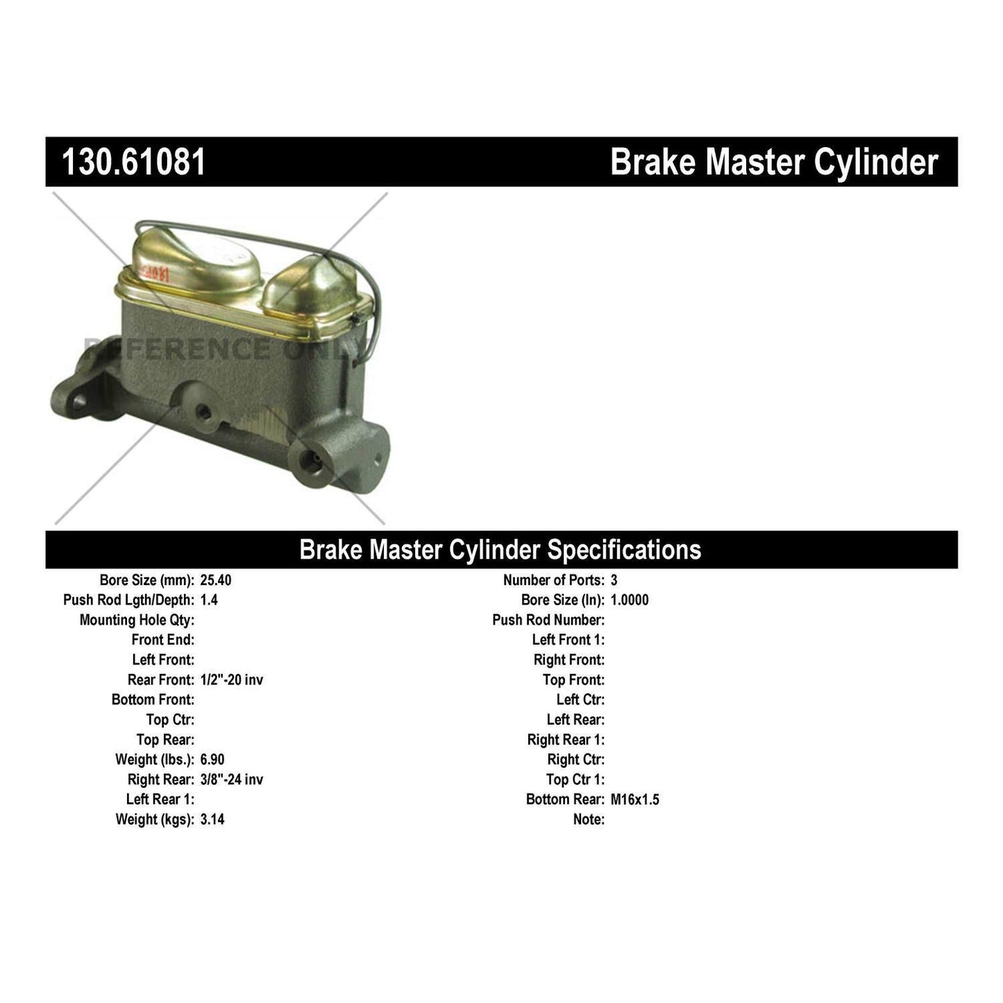 Centric Parts Brake Master Cylinder 130.61081