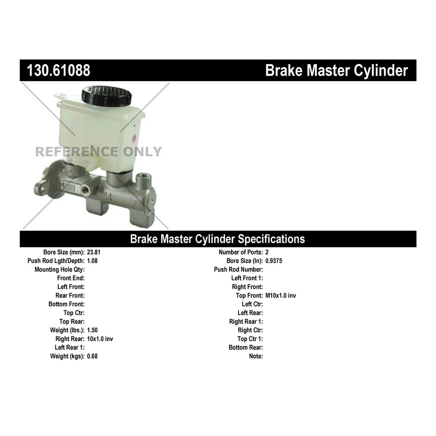 Centric Parts Brake Master Cylinder with Reservoir 130.61088